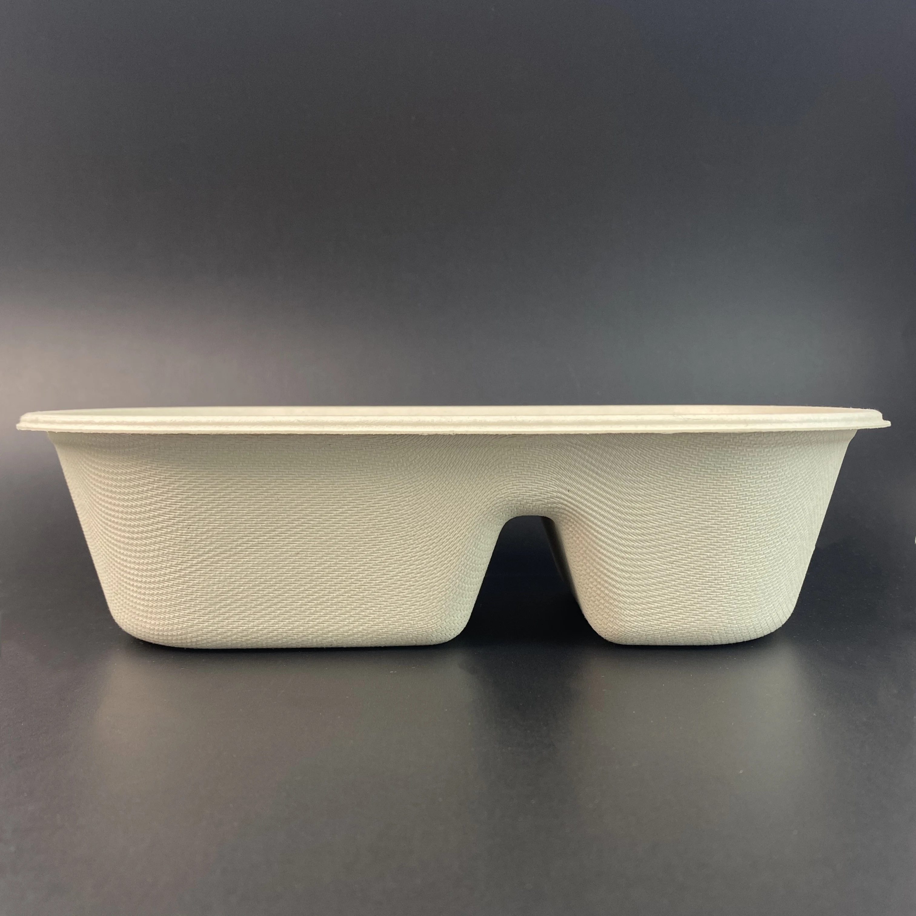 customizable 2 compartment salad Bowl  with lid Disposable and compostable dinnerware sets Biodegradable food packaging bagasse