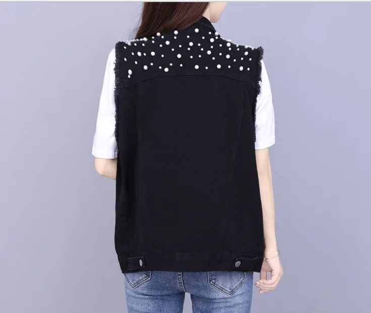 2023 New custom Pearl Denim beaded jacket women round ball beads micro pave cz Jackets LooseThin Short Style wedding Denim Coat