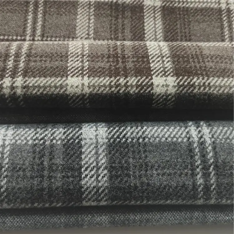 China custom design check plaid knit jacquard tweed fabric for garment coat pant men suit