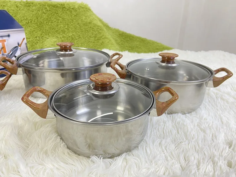 New Stock Arrival 12 Pcs Luxury Non Stick Stainless Steel Cookware Set Pots And Pans Cooking Pot Set