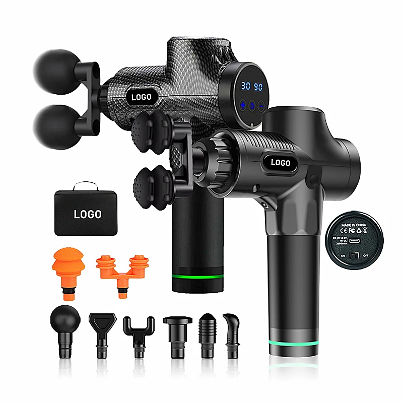 Professional Cordless LCD Touch Screen Fascia Gun Handheld Sports Fitness Massager Adjustable Impact Neck Vibration Massage Gun