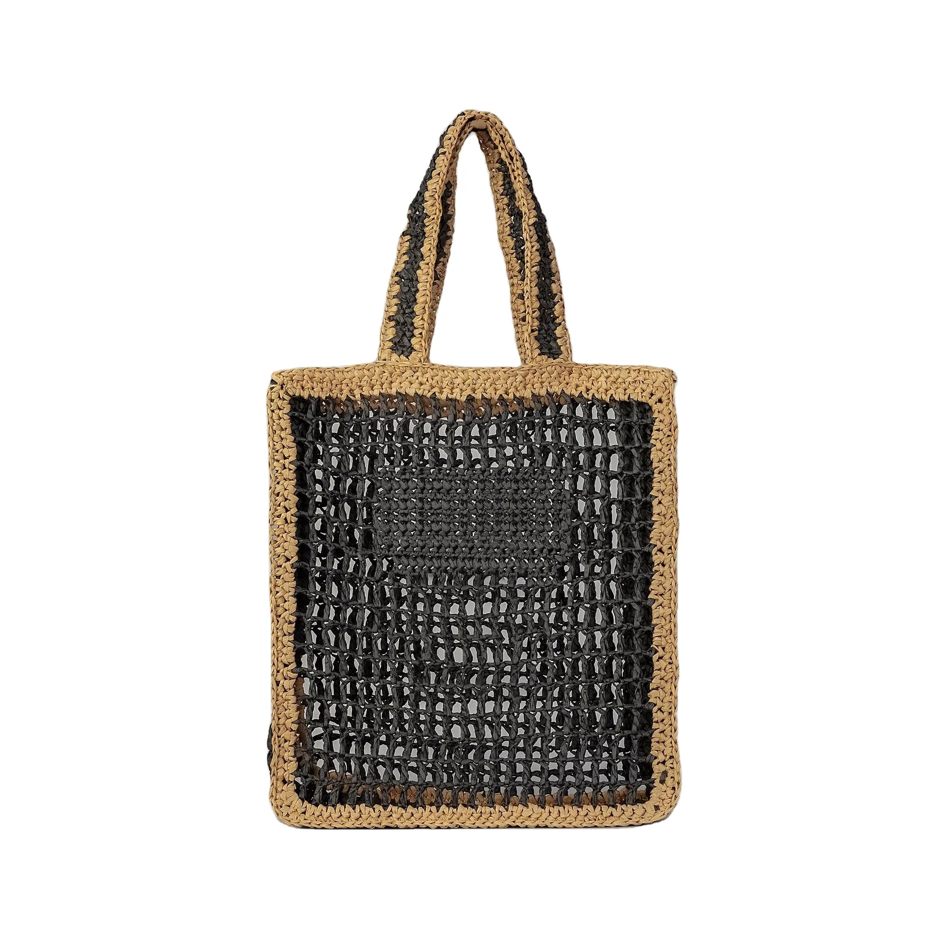 Wholesale Trendy Straw Tote Bag Embroidery LOGO Muliti-colors Handwoven Shoulder Bags Paper Straw Women Tote for Summer