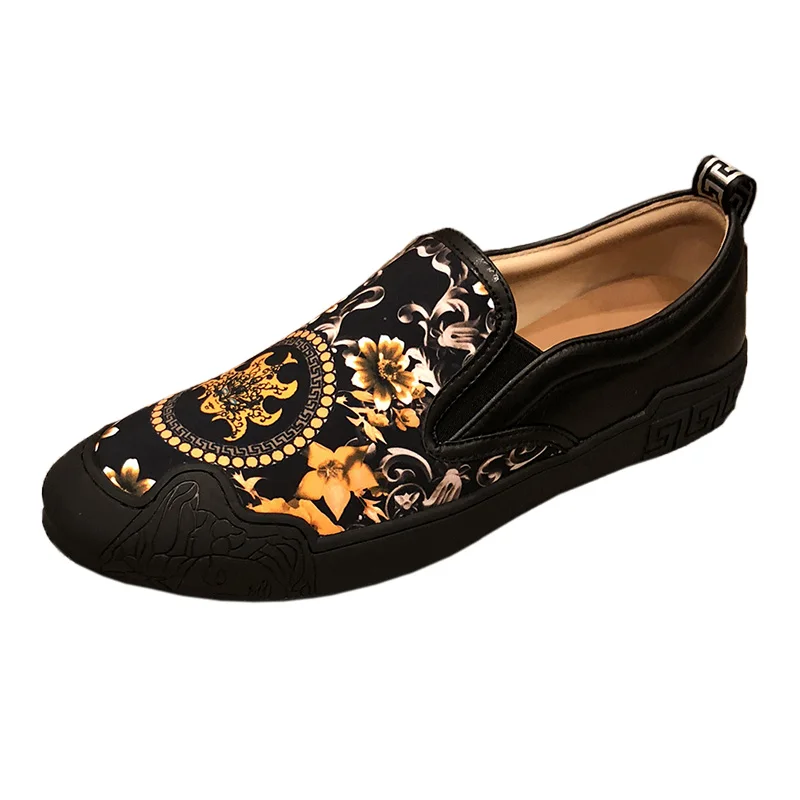 
Мужские мокасины с принтом, черные повседневные туфли, уличная Роскошная обувь, лето 2021 