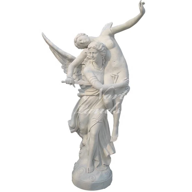 Life Size Cupid And Psyche Greek Mythology Stone Statue Garden White Marble Couple Angel Statue