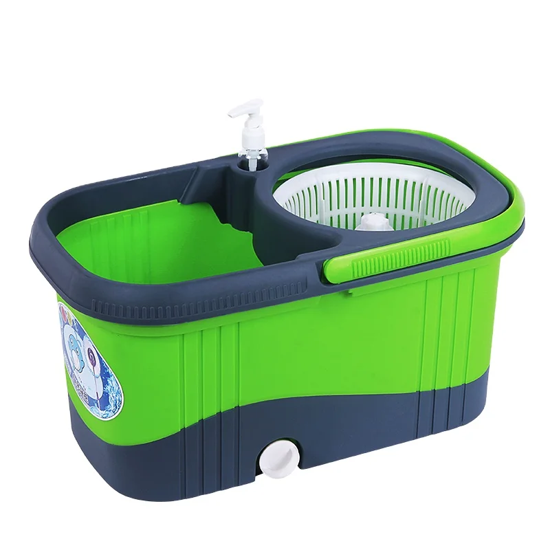 Wiotrange factory direct whole sale big vacuum square bucket Green mop 360 twist mop