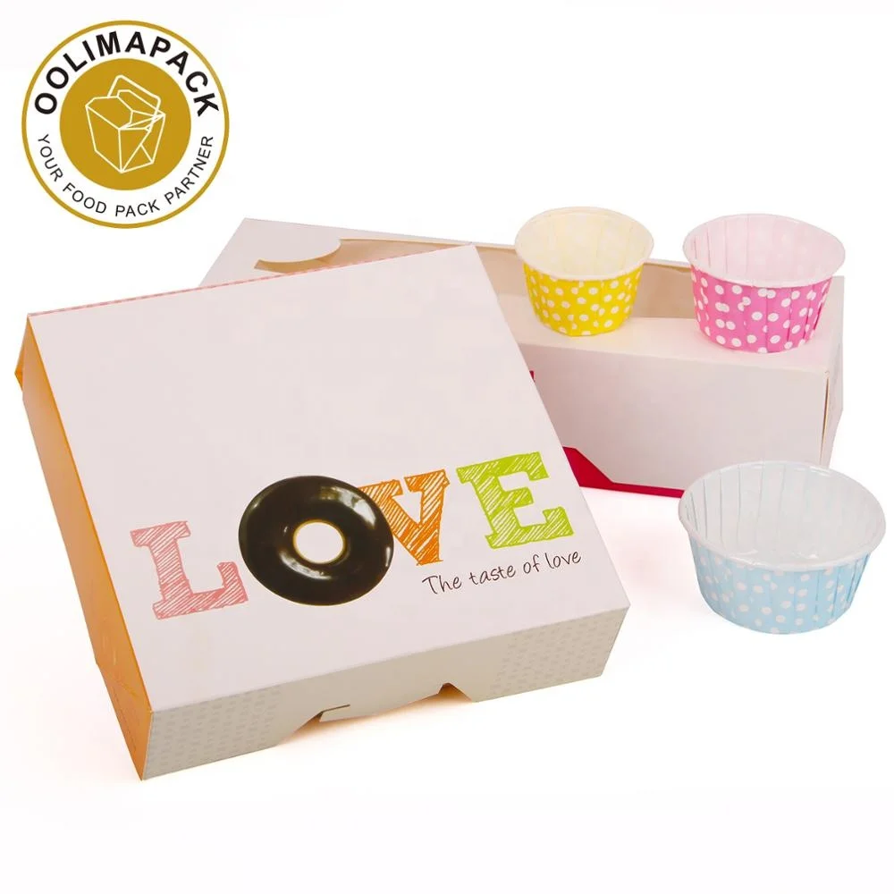 Custom logo size paper donut box take away donut snacks packaging