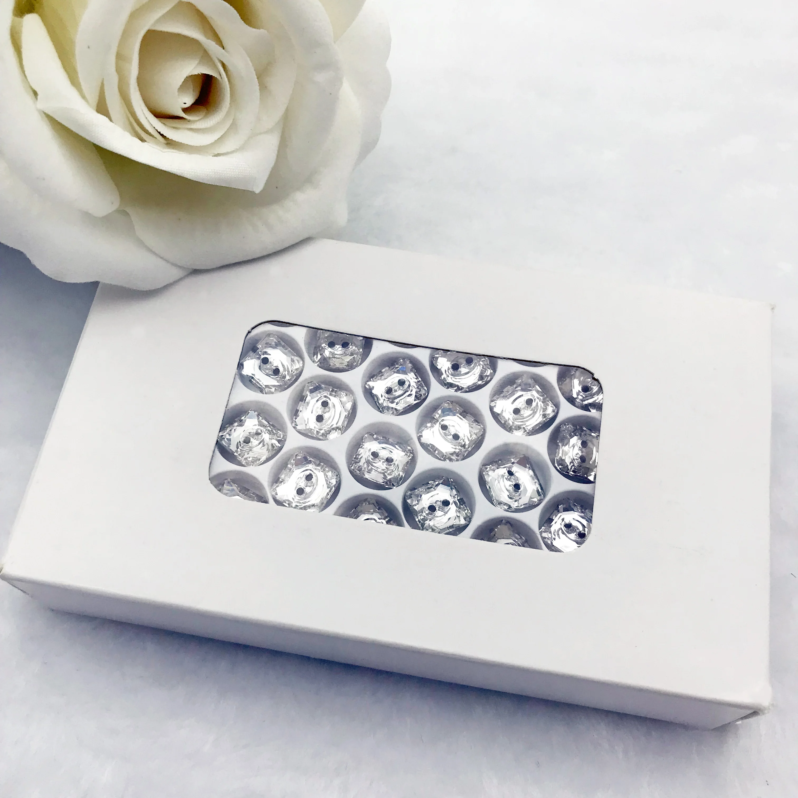 10mm two holes rhinestone crystal square glass buttons