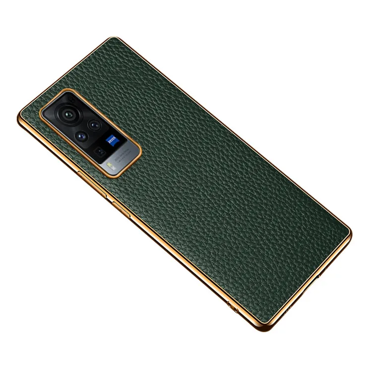 
Promotional Price Classic Real Cowhide leather Electroplating Phone Case for vivoX60/X60pro 