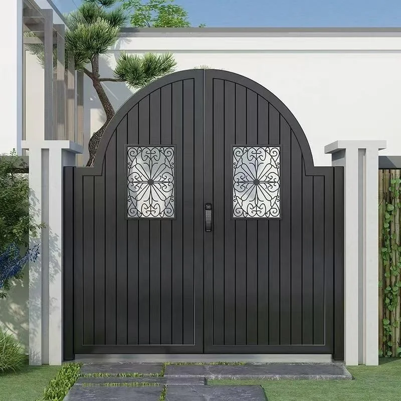 Hot Sale American Steel Door New Design Entrance Steel Gate Security Fence with Metal Frame Pressure Treated Wood for Farm Use