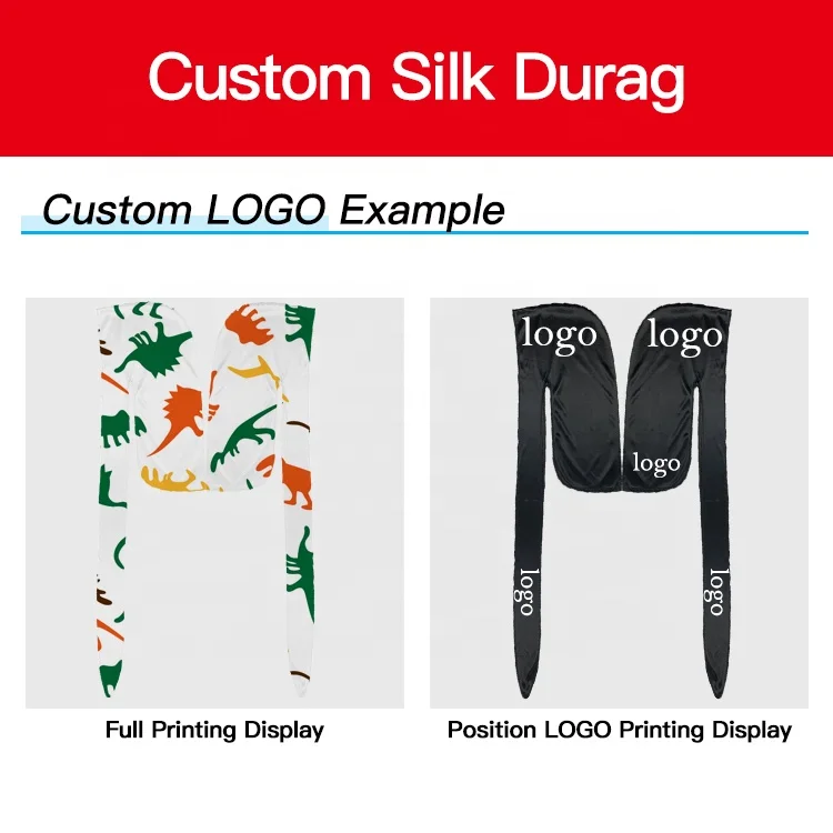 Low Moq durag high quality fashion printing designer silky durags for men