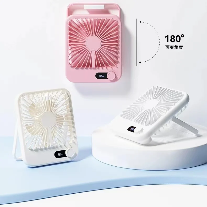 Portable Mini USB-Powered Rechargeable Cooling Fan Strong Wind Office Outdoor Foldable Household Garage Use 5V Plastic Table