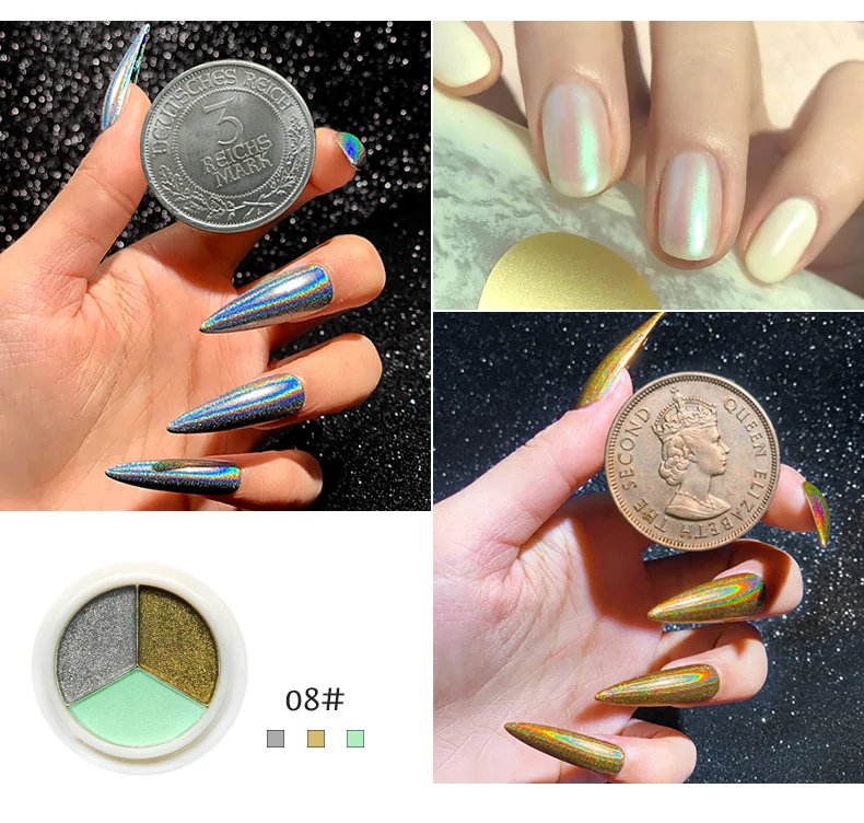 Wholesale Chrome Nail Powder 3 in 1 Solid Nail Powder Pigment Nail Powder
