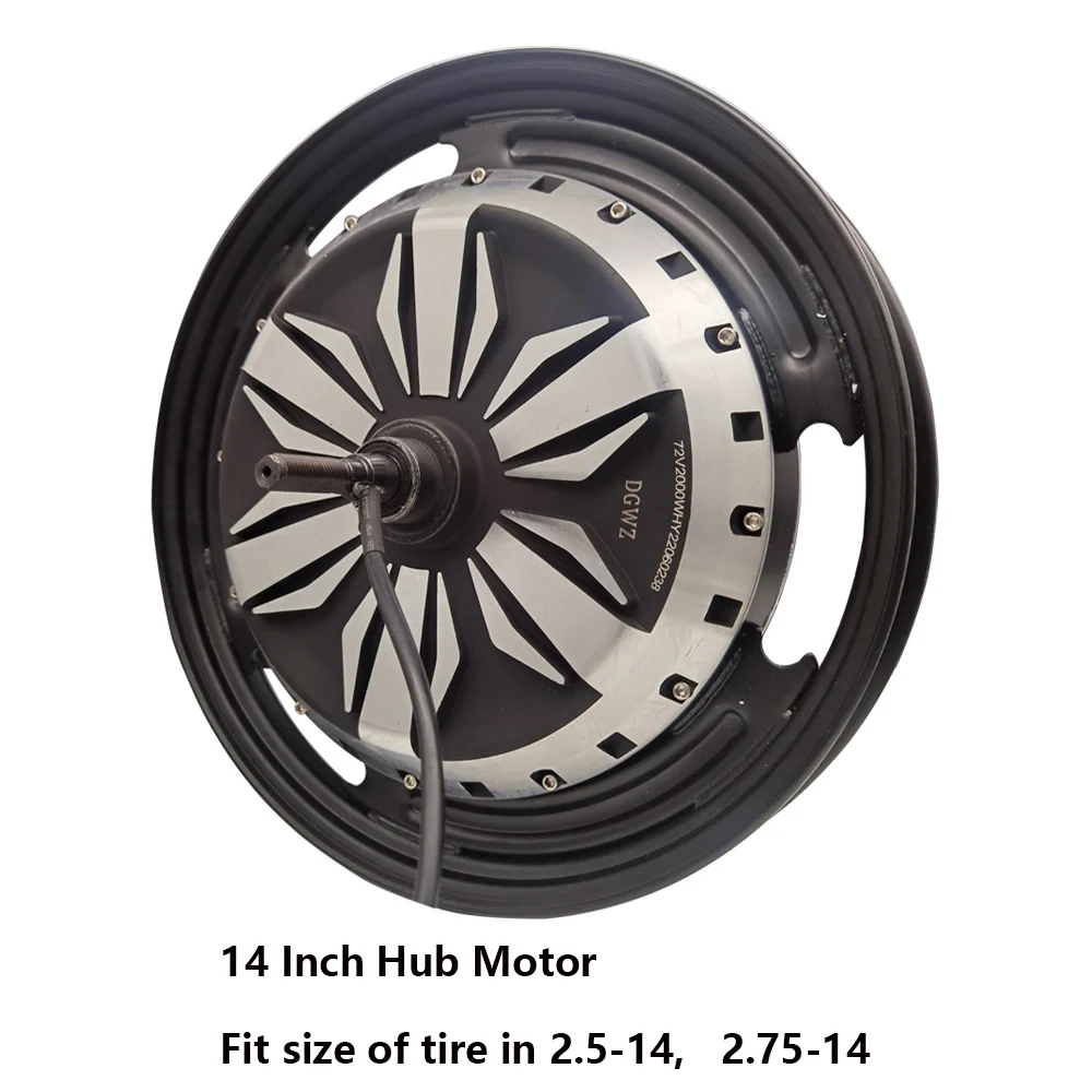 80/90-14 14 Inch High Torque 48V 60V 1000W 1500W Brushless Gearless Disc Brake Electric Bike Scooter Hub Motor