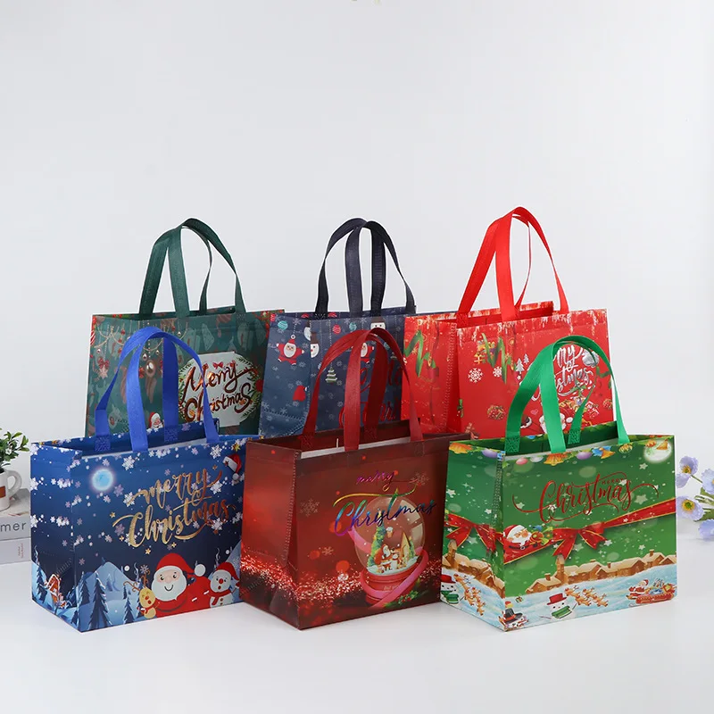 Christmas Non Woven Bag folded environmental protection non-woven shopping bags