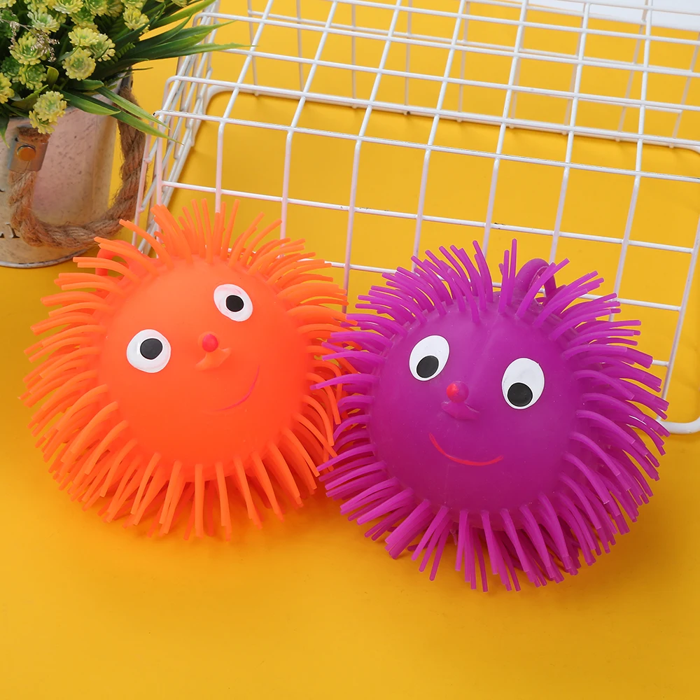 Kehui Smiling Squeeze Puffer Balls Tpr Fluffy Light Led Soft Puffer Balls On A String