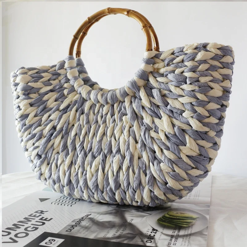 women wedding honeymoon beach paper straw woven tote clutch handbag hobo bag