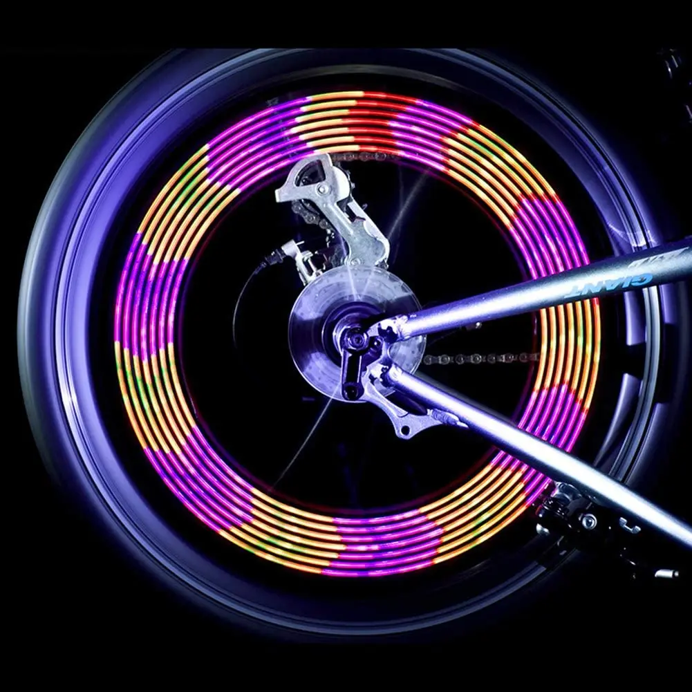 Battery powered 14 LED 30 Changes Patterns Waterproof Bike Bicycle Wheel Rim Spoke Lights for Safety Night Riding MTB Wheel Tire