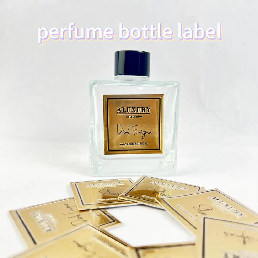 Perfume luxury label sticker Aluminum Bottle Metal Sticker  Custom logo sticker metal private label