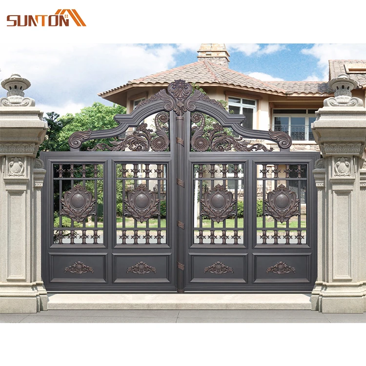 Luxury designs residential villa outdoor garden courtyard electric automatic aluminum art driveway main entrance sliding gates
