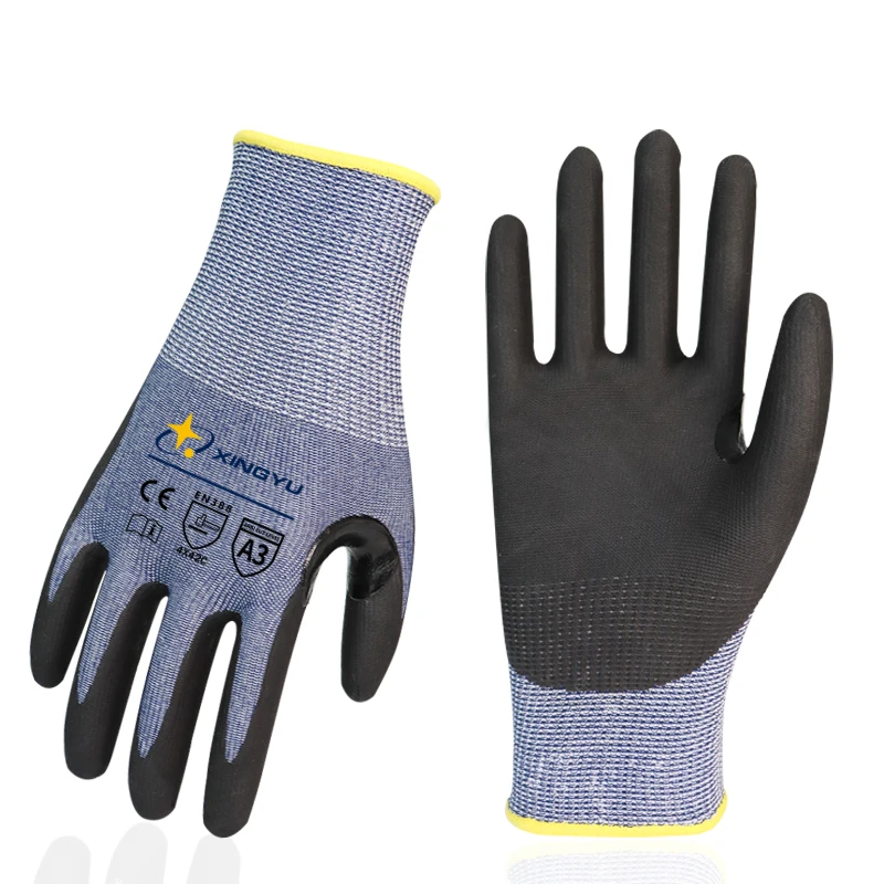 Xingyu Cheap Hppe Cut Resistant  Nitrile Foam Work Gloves Protection Hand Safety Work Gloves
