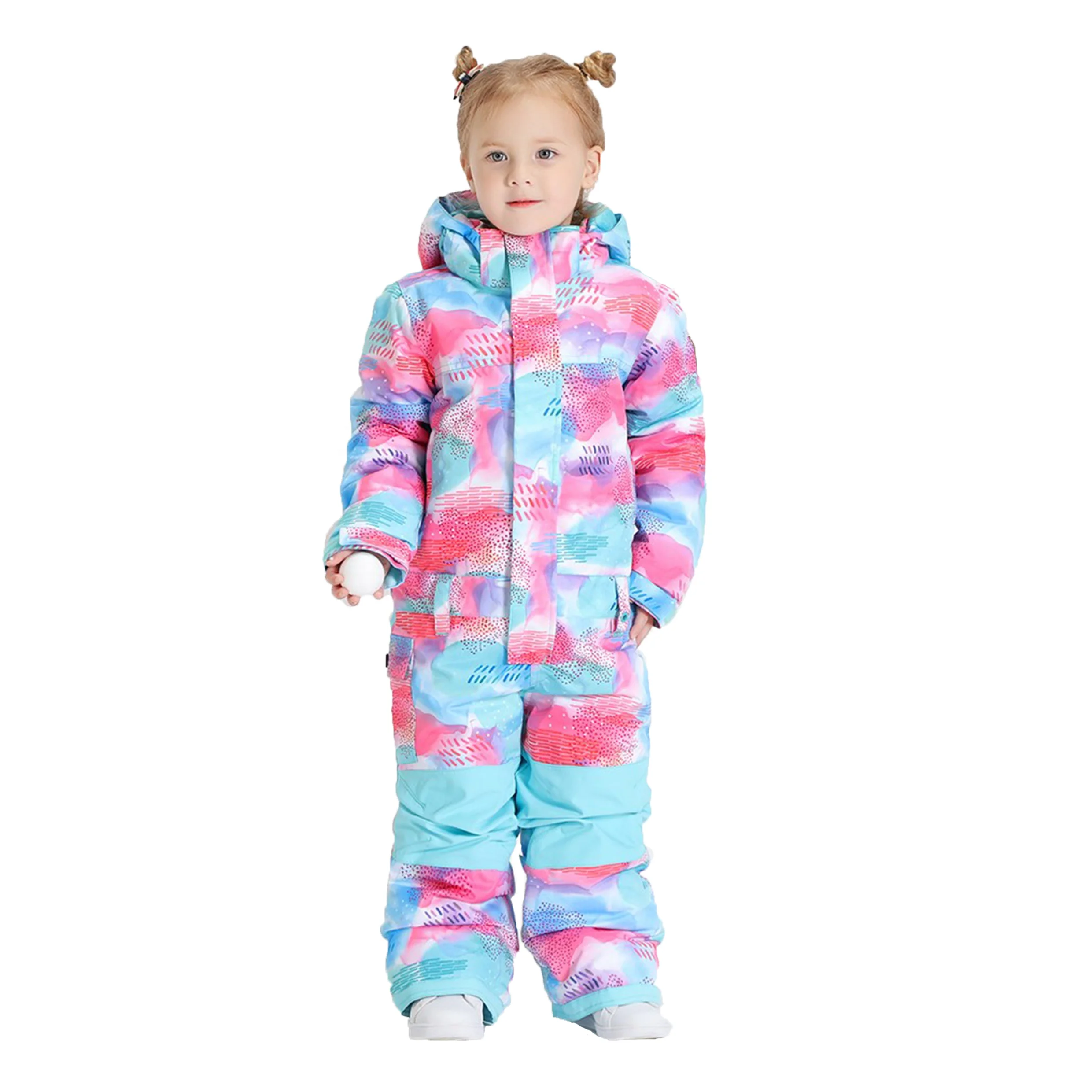 2022 Children Winter Overalls girls ski suit wholesale kids thermal romper costume with fully print snowsuit overall