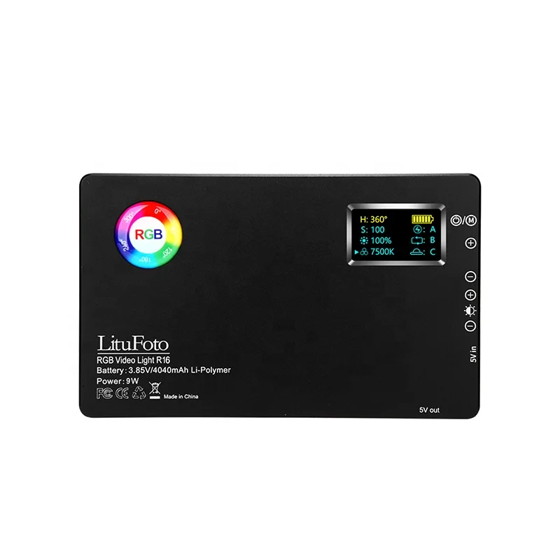 LituFoto R16 High Color Rendering Dual Color temperature Dimming Range from 3200K-7500K RGB Video Light