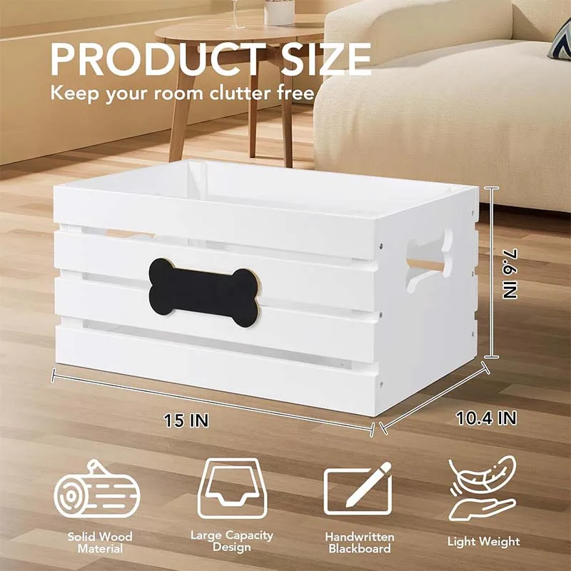 pet furniture Dog Toy crate Box Baskets Wood Dog Toy Storage bin Cat and Puppy Toy Organizer for Leash Food Accessories Treat