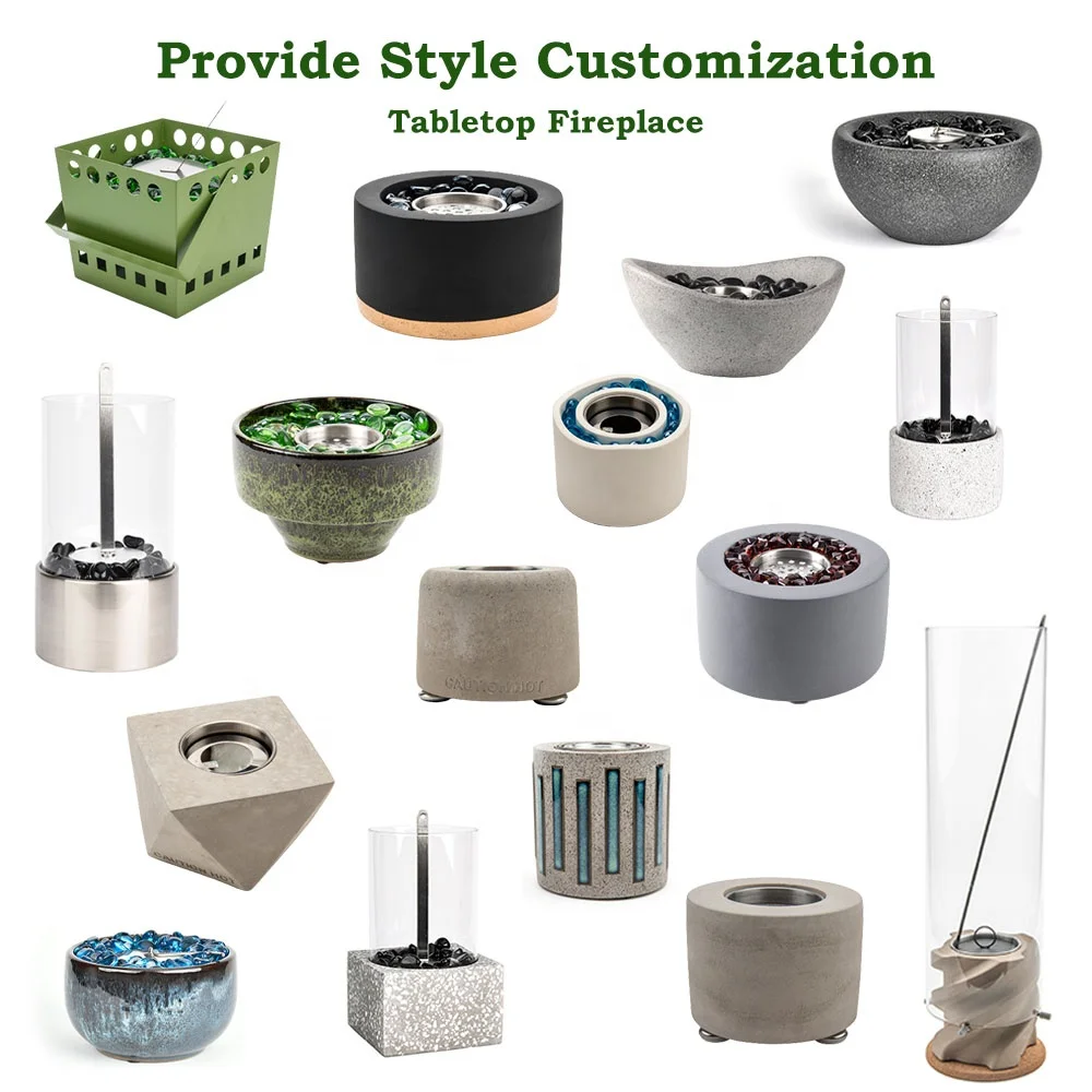 Wholesale New Design Indoor Outdoor Concrete Mini Desktop Tabletop Table Top Portable Bioethanol Firepit Fire Pit Bowl