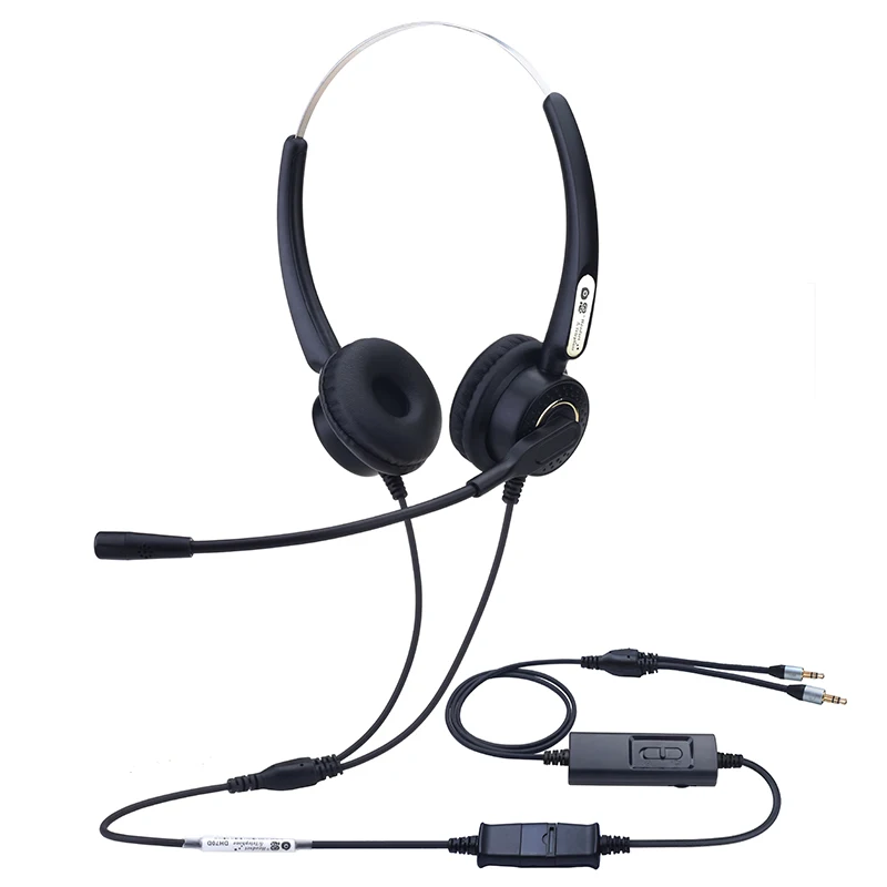 Dh70D call center operator 3.5mm computer dual plug headset Plantronics QD interface connection to adjust volume mute