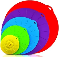 Elegant Live Set of 5 Heat Resistant Microwave Cover - Various Sizes Silicone lids for Bowls Plate Pots