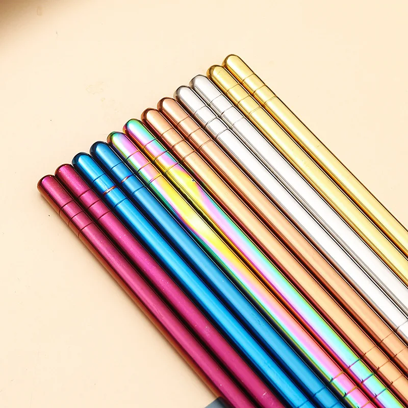 Premium Japanese Inox Diamond Special Blue Metal Chop Sticks Set Gift Box Logo Stainless Steel Cooking Chopsticks