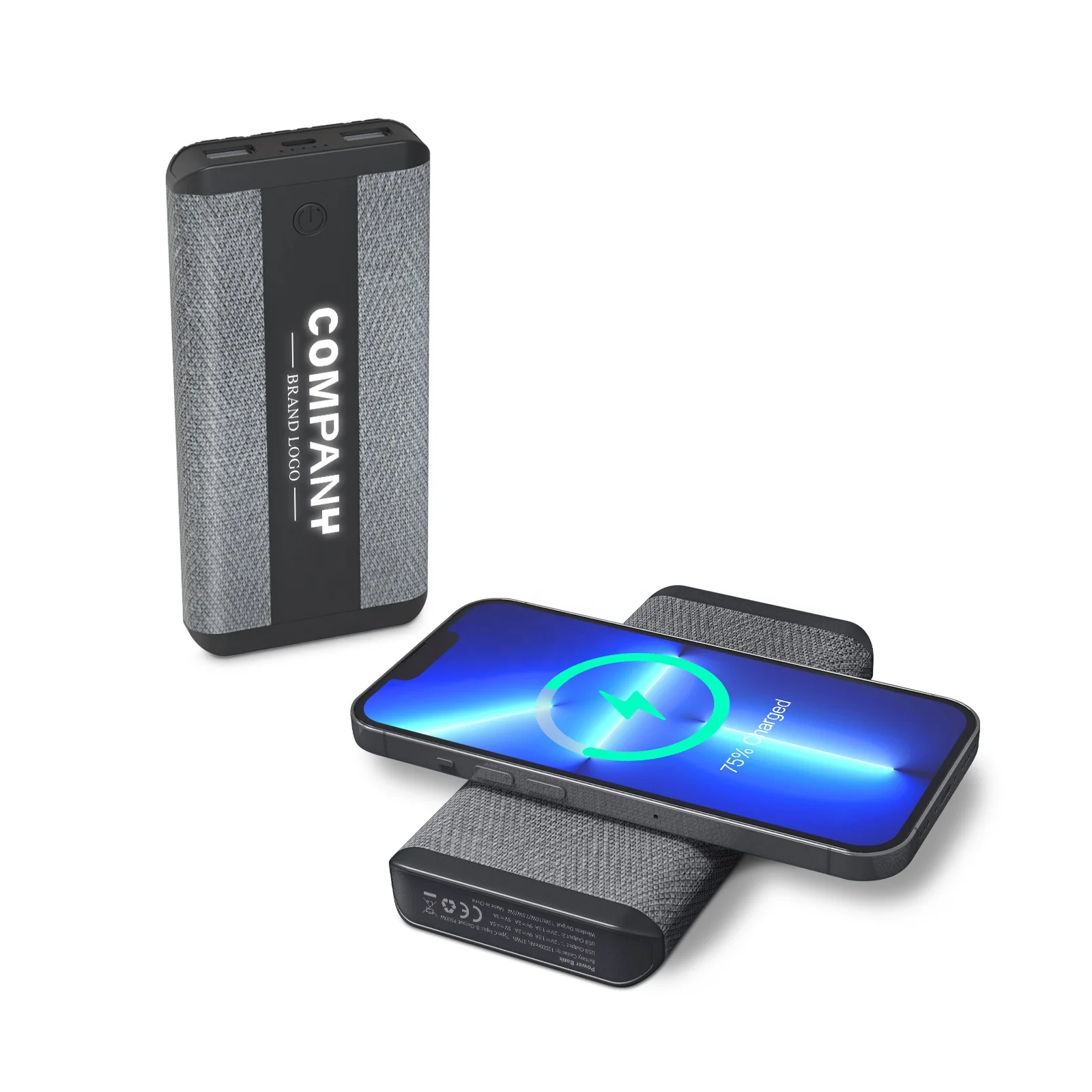 Tech Gadgets Wireless Power Bank With Led Logo Type-C Power Bank 10000mAh with Dual USB for Business Gifts