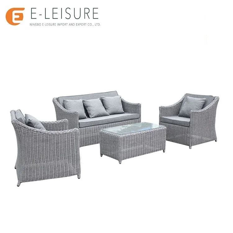 E-leisure Modern Design Patio rattan garden furniture Garden Furniture Outdoor 4pcs Rattan Wicker sofa corner Sofa Set