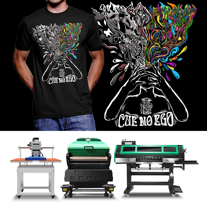 Экспорт в более 100 стран, 24 дюйма, dtf шейкер, сушилка с 3 головками, dtf принтер, флуоресцентная печатная машина по цене футболки