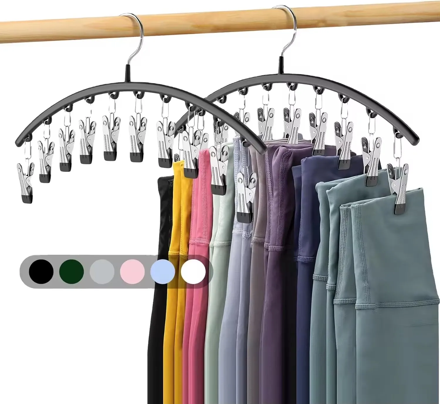 Hot sale Metal Pants Hangers with 10 Clips Holds Legging Hangers Space Saving Hanging Closet Organizer w/Rubber Coated Closet