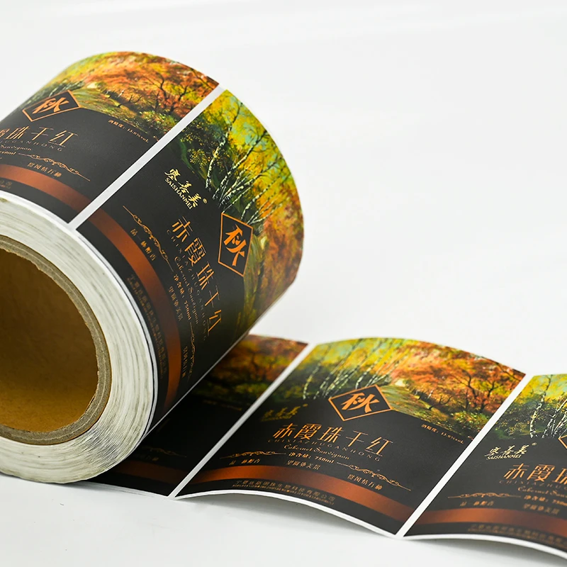 Factory wholesale packaging label hot stamping textured paper private label wine for glass bottle printing