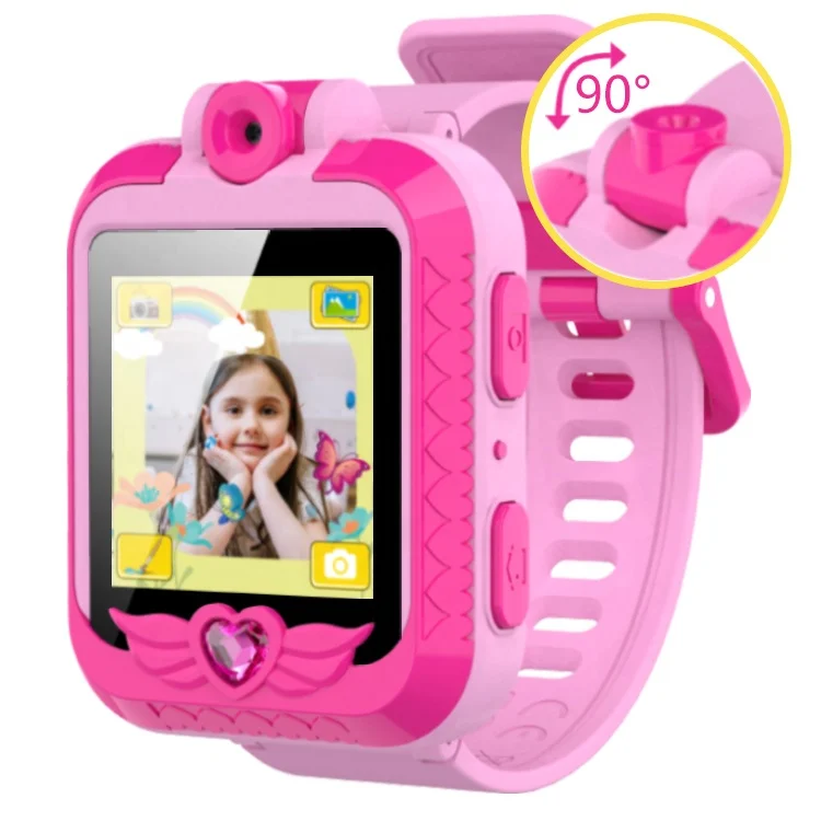 2023 Newest Electronic Kids Smart Watch with Flip Camera Child Watch Voice Video Record Pedometer for Kids Christmas Gift