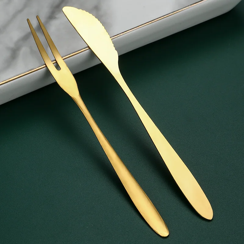 Low MOQ Silverware Gold Mini Stainless Steel Mooncake Cake Dessert Forks Knife in Party Snail Fruit Fork Restaurant