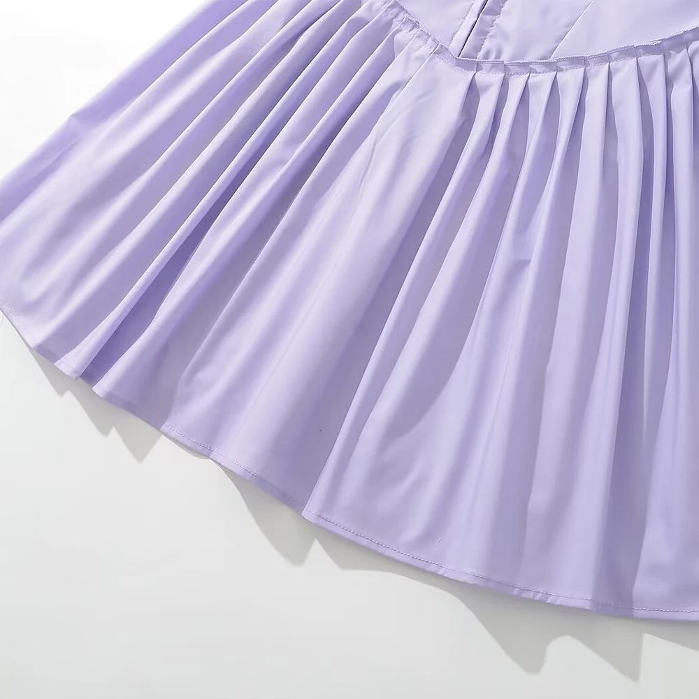 PB&ZA Women 2024 New Chic Fashion Pleated MINI Dress Vintage Sleeveless Female Dresses Vestidos Robe Mujer