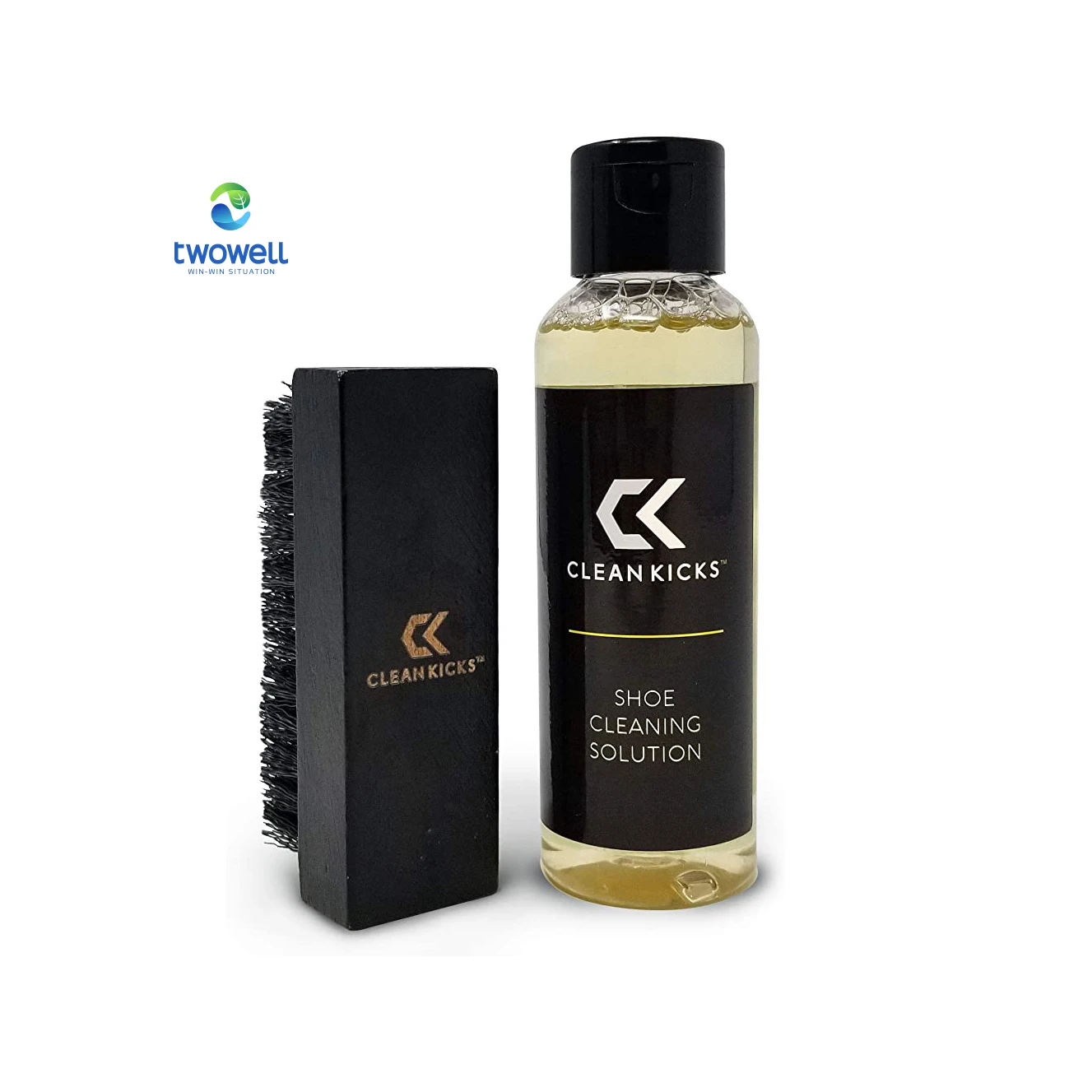 shoe cleaning kit private label footwear cleaner for sneakers, boots 4 ounce bottle and brush shoe cleaning kit