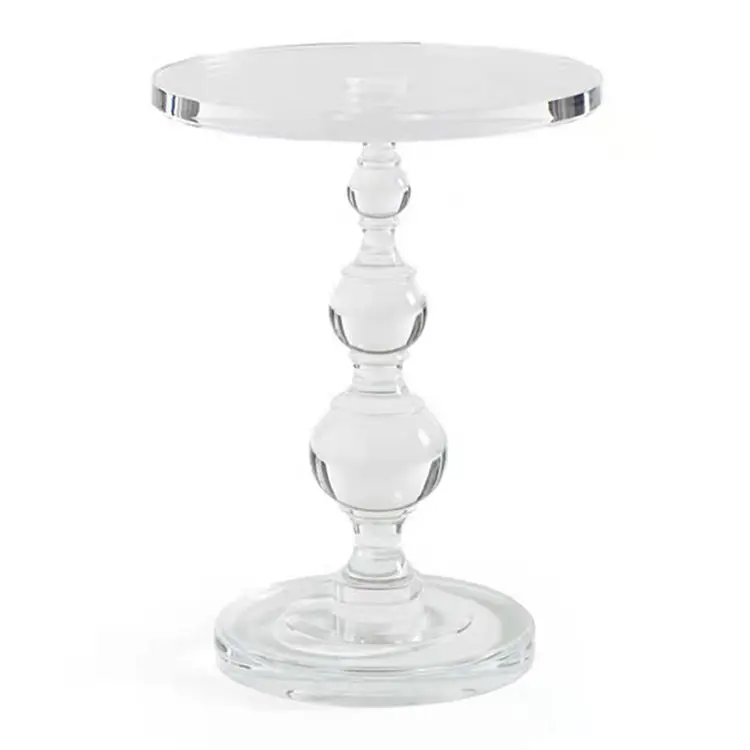 Full Clear Acrylic Coffee Table Classic Round Carved Plexiglass Side Table Traditional Acrylic Furniture
