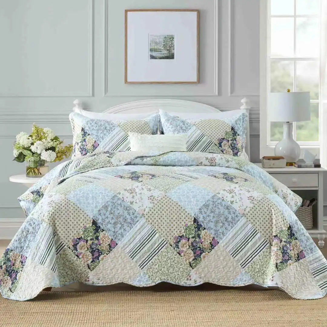 Cotton Touch Bedspreads Coverlets 3pcs Bedsheet King Wholesale Queen King Size Microfiber Sheet Quilt Set With 2Pillow Cases