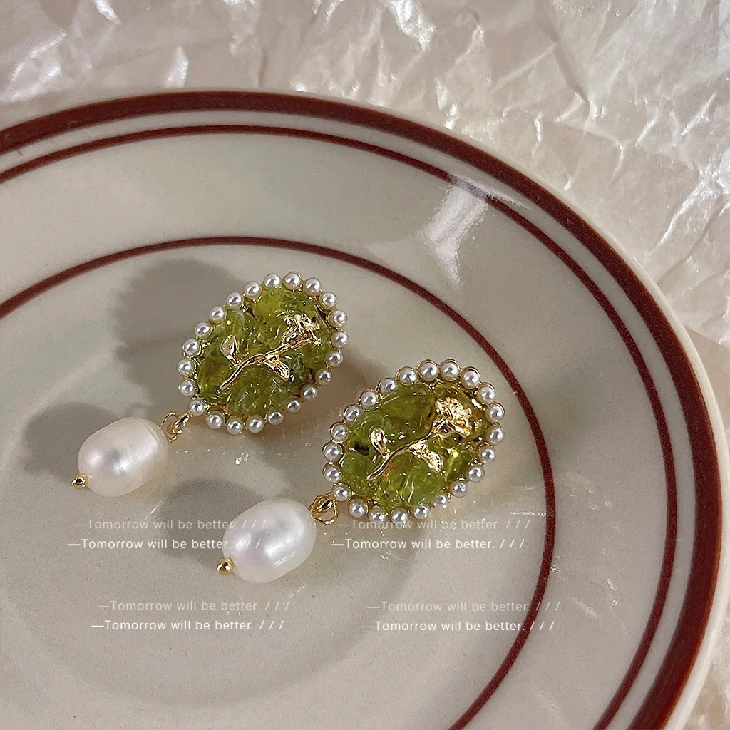 925 Freshwater Pearl Jewelry 14k Gold Plated Pearls Stud Earrings Dangle Long Drop Baroque Bride Earrings For Ladies