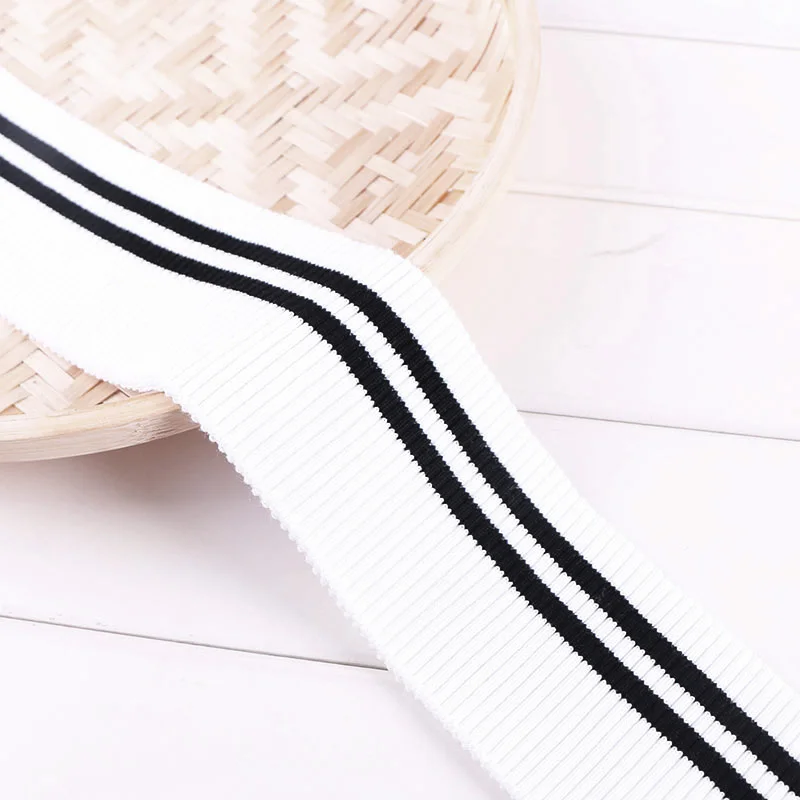 Cotton and Spandex Striped Rib Knit cuff for Down Jacket Clothing Accessories