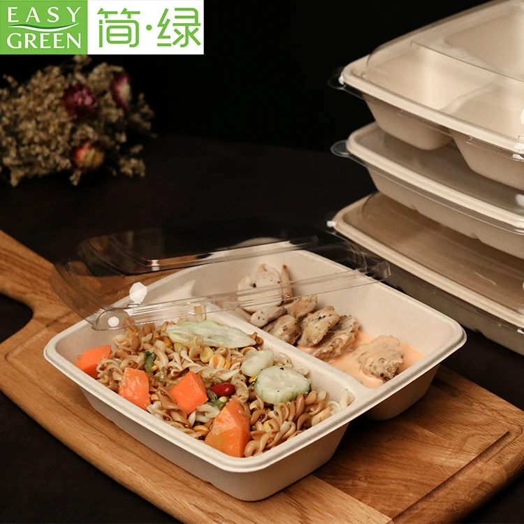 Easy Green Eco Friendly Disposable Biodegradable Bagasse Plate Tray Bowl Cup Lunch Box Set