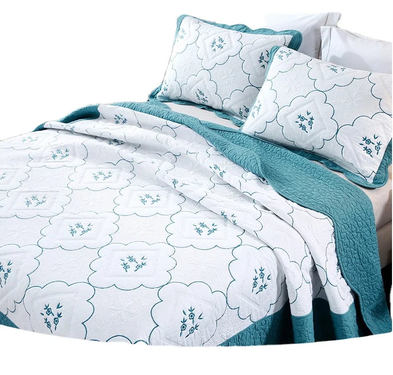 Manufacturers wholesale cotton Cool quilt  bedspread three piece sets quilting embroidered air conditioning quilt
