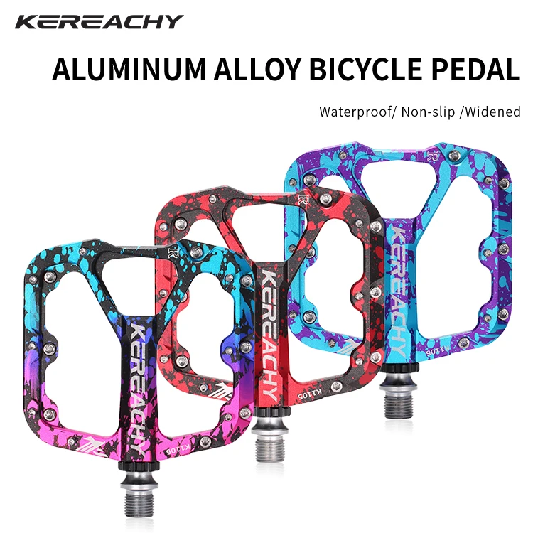 Kereachy multi-color mountain road bike ultra light non-slip pedal bicycle 3 bearing pedal aluminum alloy bicycle flat pedal