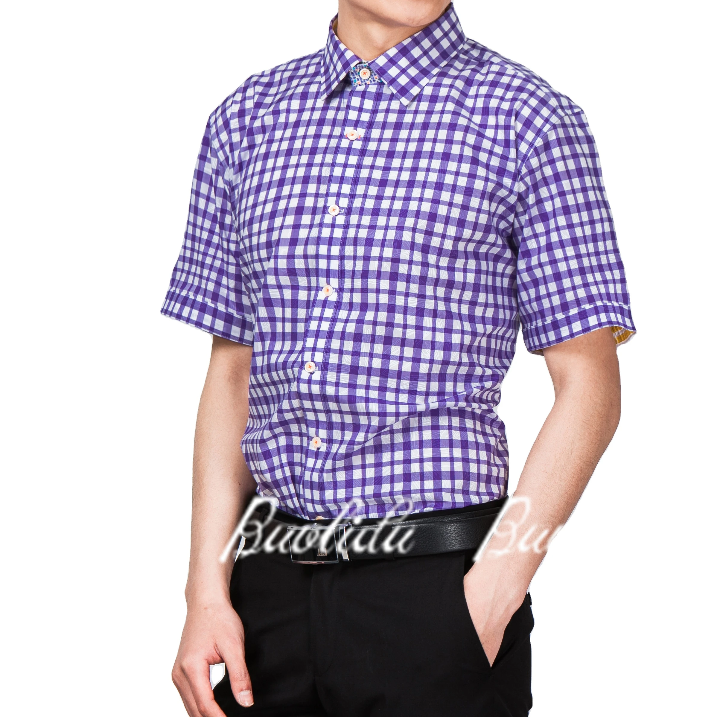 
New Fancy Check Shirts For Men Short Sleeve Shirt 