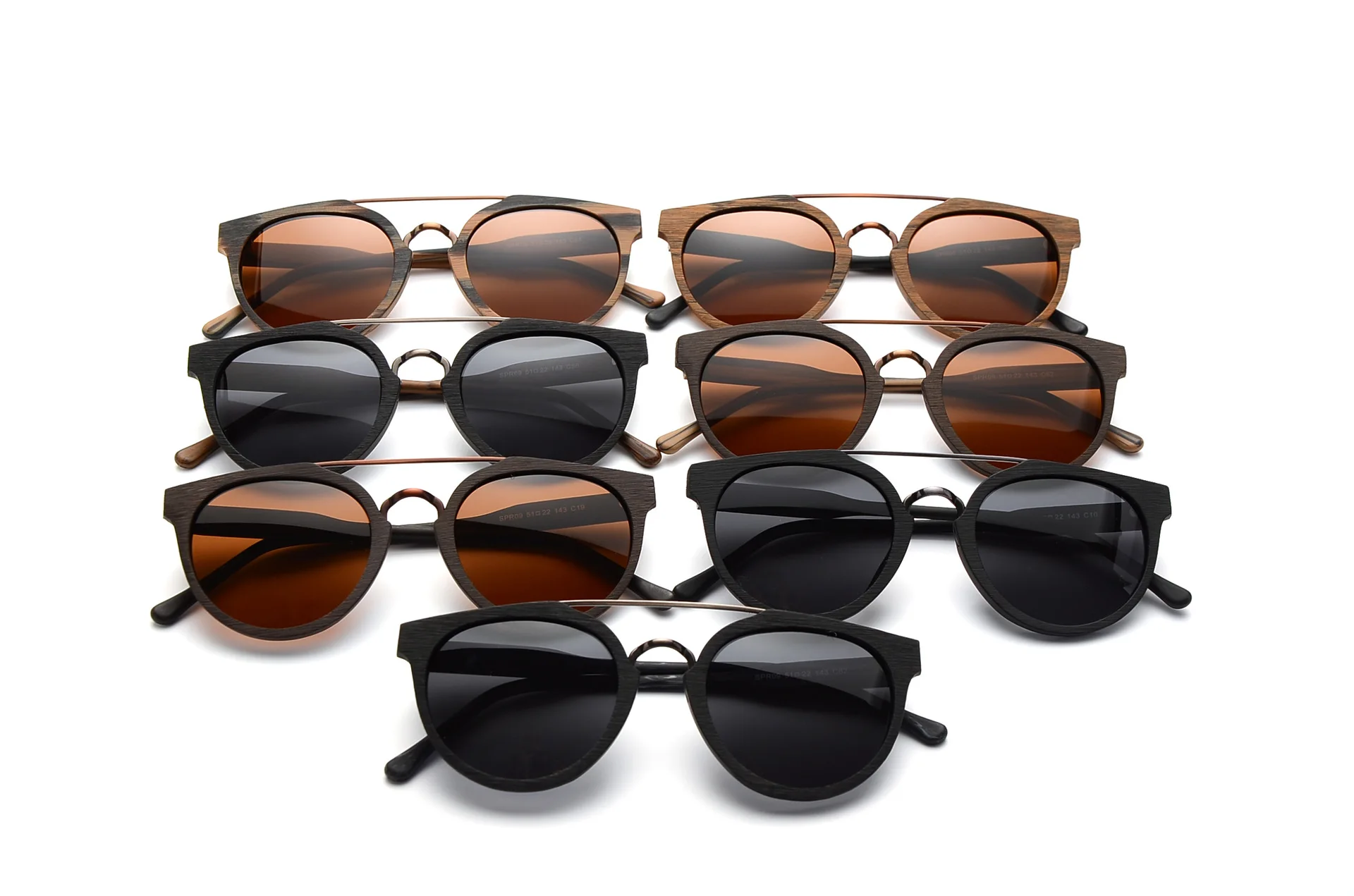 design your own designer wood grain thin vintage retro double bridge polarized acetate sunglasses