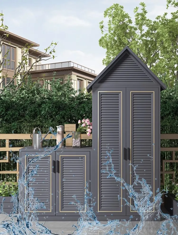 Weatherproof and Waterproof Garden Shed Storage cabinet with 2 Door Unit  Garage Tool Organisation Cabinet